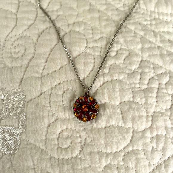 Mariana Guardian Angel Necklace with Purple, Yellow, & Orange Swarovski Crystals - Picture 1 of 4